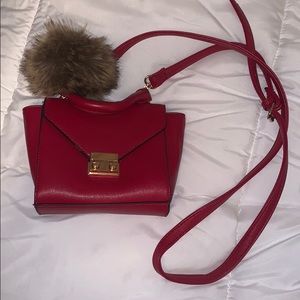 Red forever21 crossbody bag with keychain